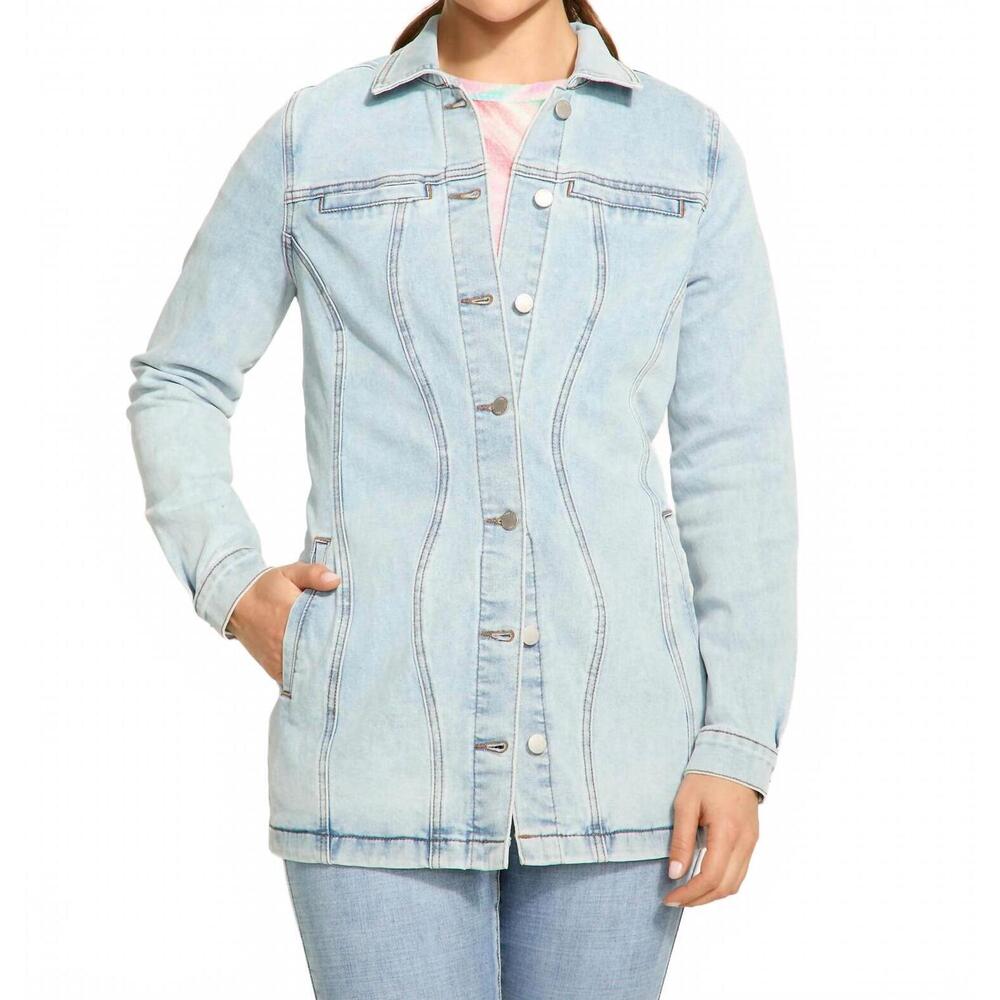 NEW FDJ lane long denim jacket in light wash